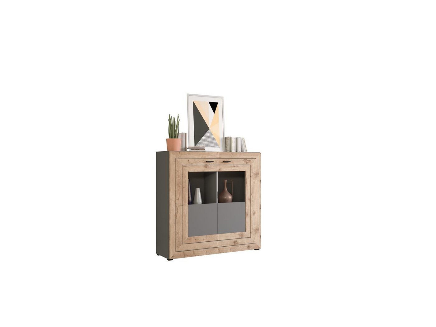 möbelvita Highboard Snap Highboard B/H/T 120x117x37 in grau von möbelvita