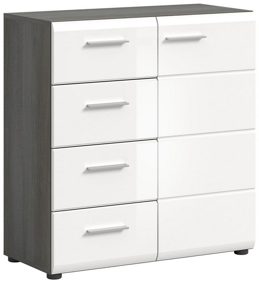 möbelvita Kommode Mambo Kommode B/H/T 75x85x37 in Rauchsilber und weiß von möbelvita