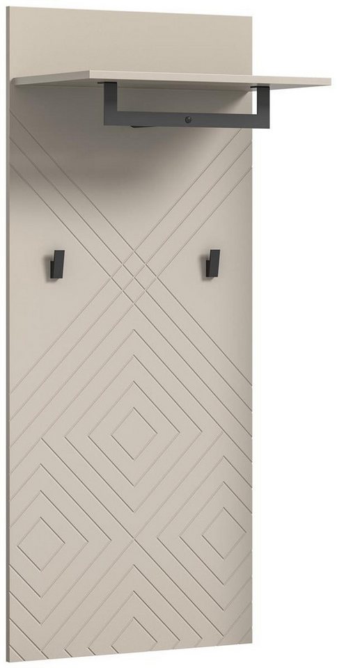 möbelvita Kompaktgarderobe Memo Garderobenpaneel B/H/T 60x140x35 in sandbeige Front mit gefrästen Ornamenten von möbelvita