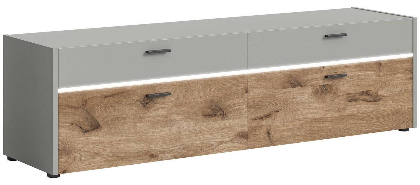 möbelvita Lowboard Cielo Lowbard B/H/T 185x51x43 in Hellgrau, Frontbeleuchtung dimmbar mit Fernbedinung, ABS-Kante möbelvita Lowboard Cielo Lowbard B/H/T 185x51x43 in Hellgrau, Frontbeleuchtung dimmbar mit Fernbedinung, ABS-Kante von möbelvita