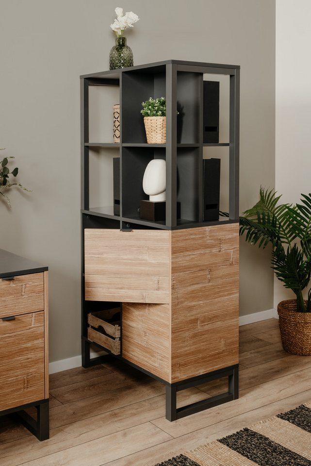 möbelvita Sideboard Regal/Raumteiler Java 20A anthrazit / Dekor Bambus von möbelvita