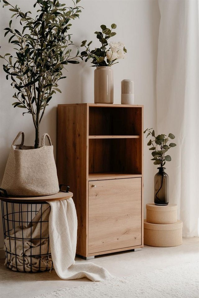 möbelvita Standregal Regal Stockholm 20C in Artisan Oak - mit 2 Fächern und 1 Tür von möbelvita