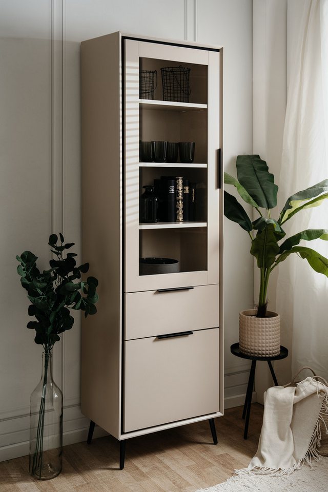 möbelvita Vitrine Vitrine Aurora 52B sand / schwarz von möbelvita
