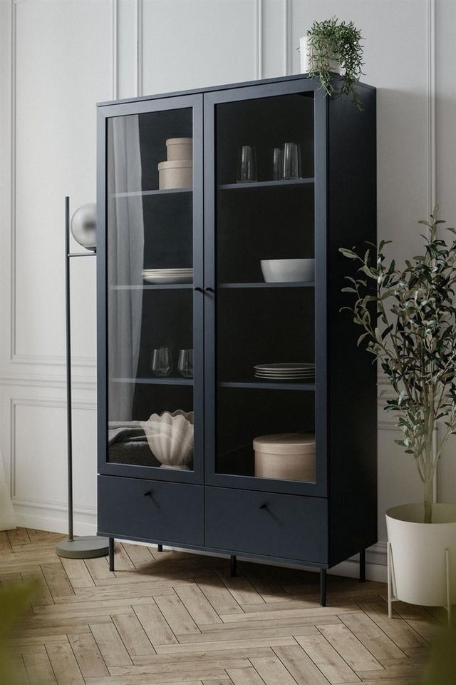 möbelvita Vitrine Vitrine Miami 52A in Navy blau von möbelvita