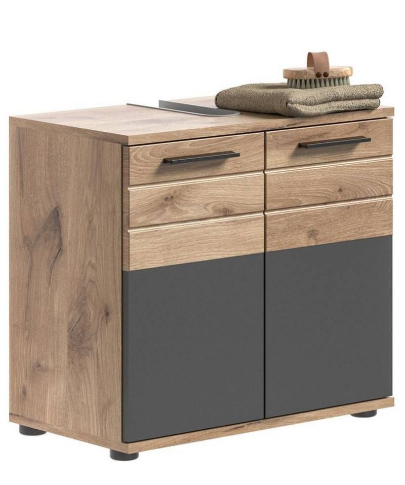 möbelvita Waschtisch Forge Waschbeckenunterschrank B/H/T 60x56x34 in Nox Oak und Basalt von möbelvita