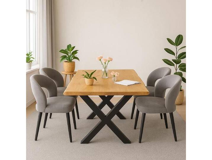 Essgruppe Scandi 5-teilig Esstisch Baumkante 160x90 Eiche mit 4 Stühlen Essgruppe Scandi 5-teilig Esstisch Baumkante 160x90 Eiche mit 4 Stühlen von moebro