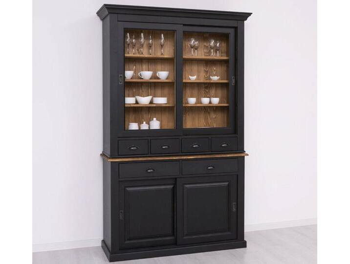 Landhaus Buffetschrank mit Schiebetüren schwarz von moebro