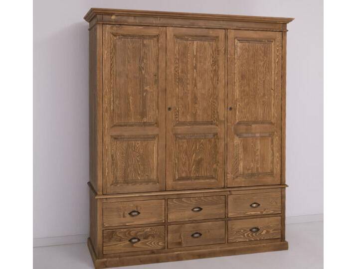 Landhaus Kleiderschrank mit Schubladen, Massivholz gewachst von moebro