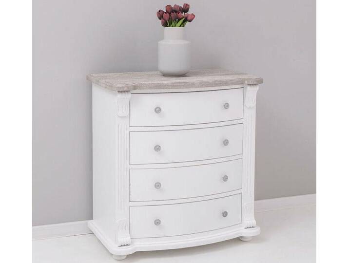 Landhaus Kommode Shabby Chic weiß, Eichenplatte von moebro