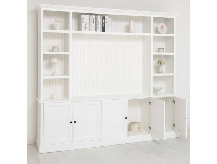 Landhaus-Wohnwand mit Latten-Look in weiß Landhaus-Wohnwand mit Latten-Look in weiß von moebro
