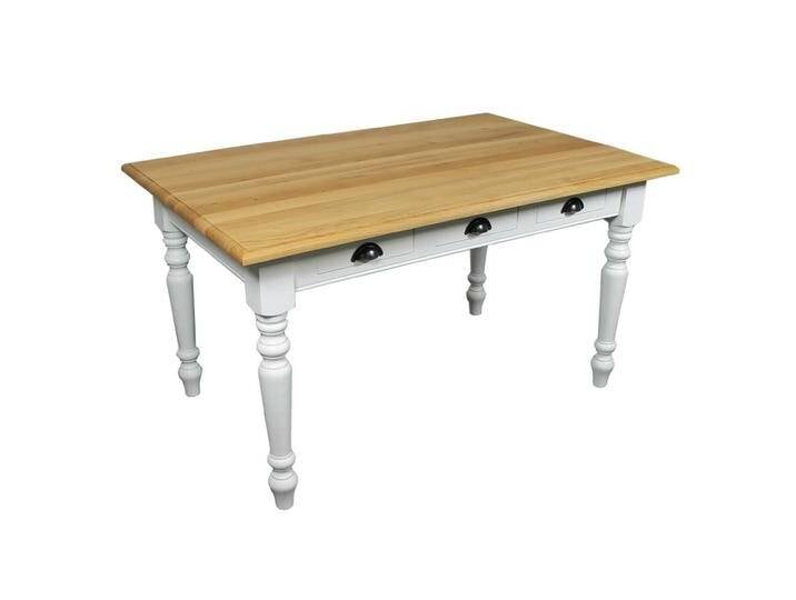 Landhausstil Esstisch weiß 140 cm, Eichenplatte hellbraun geölt Landhausstil Esstisch weiß 140 cm, Eichenplatte hellbraun geölt von moebro