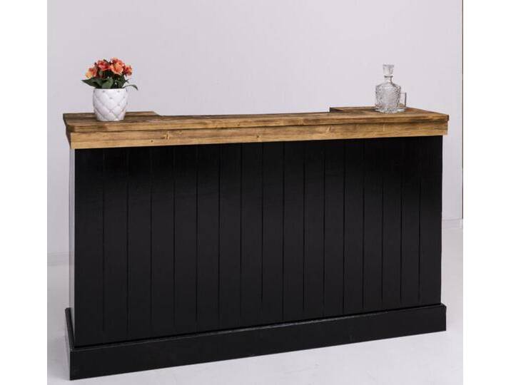 Langer Massivholz Bartresen schwarz-braun - 180 cm von moebro