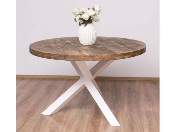 Runder Holzesstisch modernes Design, weiß-braun von moebro