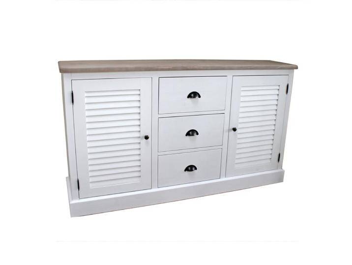 Sideboard mit Lamellentüren weiß-hellgrau von moebro
