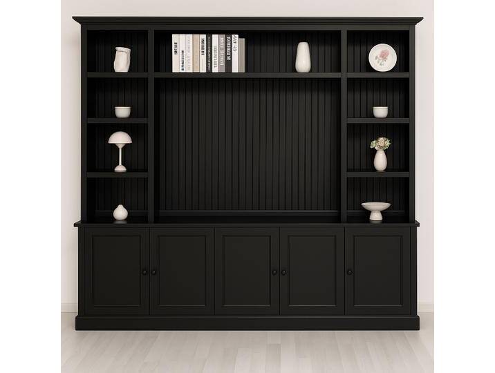 TV-Wohnwand mit Latten-Look in schwarz TV-Wohnwand mit Latten-Look in schwarz von moebro