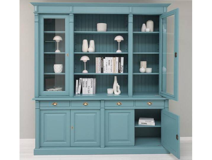 Vitrinen- / Regalschrank mit Schubladen türkisblau Vitrinen- / Regalschrank mit Schubladen türkisblau von moebro