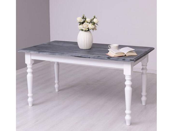 Weißer Landhaus Esstisch Paris, Platte tiefgebürstet (160cm) von moebro