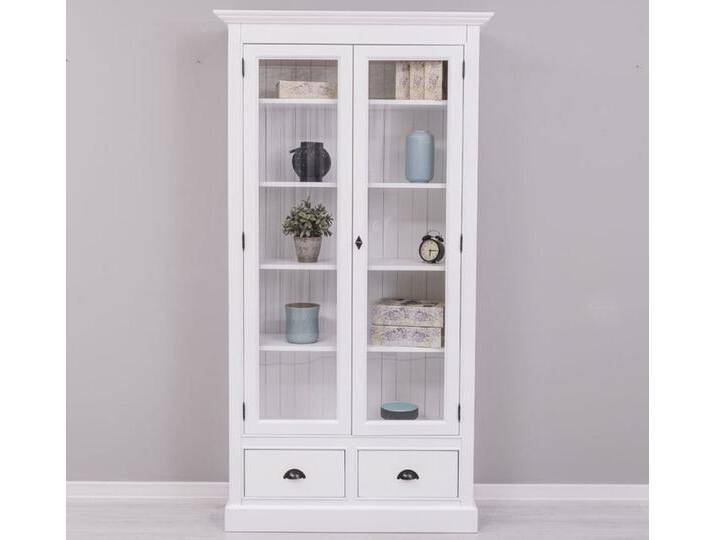 Weißer Landhaus Vitrinenschrank mit Schubladen Weißer Landhaus Vitrinenschrank mit Schubladen von moebro