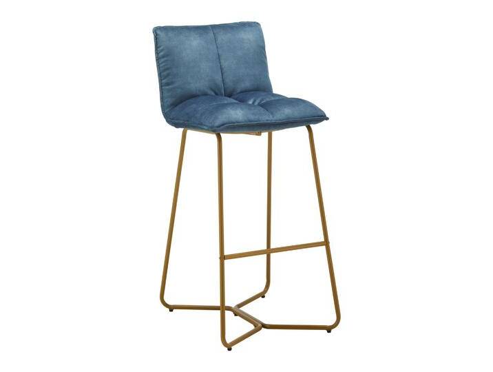 Barhocker Fonia Blau Samt Gepolstert von mömax