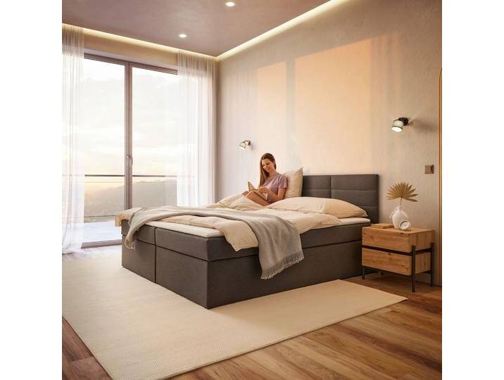 Boxbett Lisa ca. 180x200 cm Grau mit Topper von mömax
