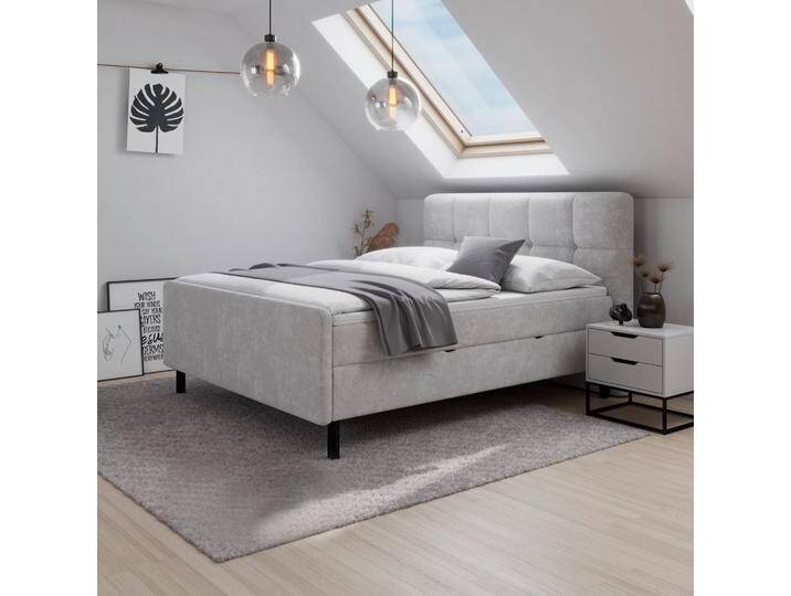 Boxbett Marbella ca. 180x200 cm Hellgrau mit Topper von mömax