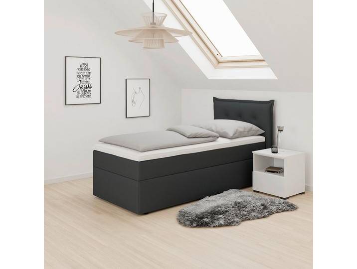 Boxbett Polo ca. 90x200 cm Dunkelgrau mit Topper von mömax