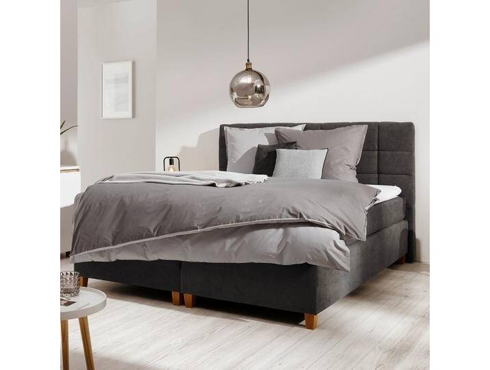 Boxspringbett Jerry ca. 180x200 cm Grau mit Topper Boxspringbett Jerry ca. 180x200 cm Grau mit Topper von mömax