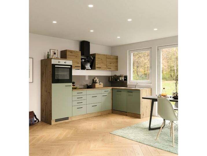 Eckküche Cara mit Geräten ca. 280x170 cm Grün/Eiche Eckküche Cara mit Geräten ca. 280x170 cm Grün/Eiche von mömax