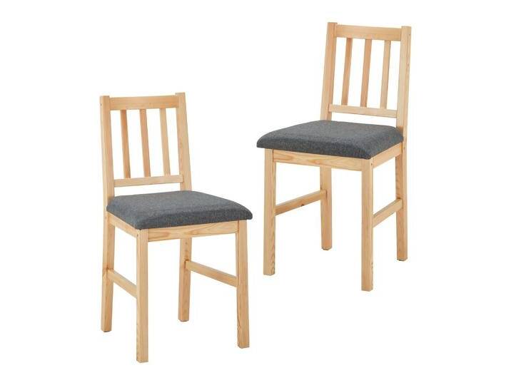 Holzstuhl-Set Massivholz, 'Nicolas', grau, aus Kiefer Holzstuhl-Set Massivholz, 'Nicolas', grau, aus Kiefer von mömax