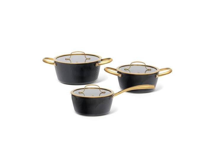 Kochtopfset Goldy Schwarz/Goldfarben, 6-teilig von mömax