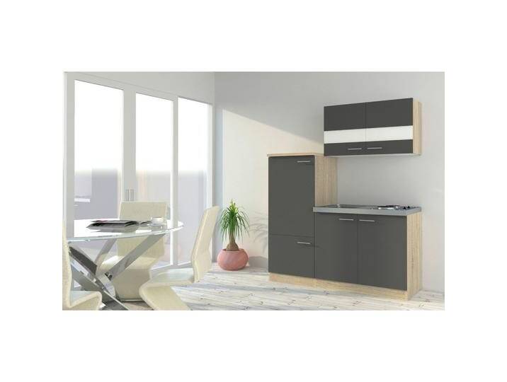 Küchenblock Economy Grau/ Eiche m. Geräten B: ca. 160 cm von mömax