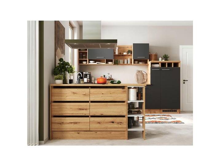 Küchenblock Hilde m. Insel m. Geräten ca.310cm Eiche/Grau Küchenblock Hilde m. Insel m. Geräten ca.310cm Eiche/Grau von mömax