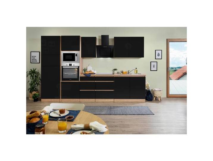 Küchenblock Lorena mit Geräten ca. 335 cm Schwarz von mömax