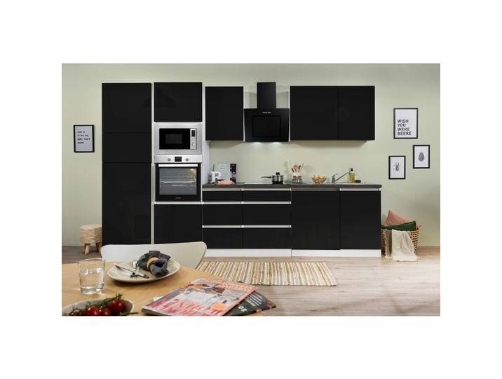 Küchenblock Lorena mit Geräten ca. 345 cm Schwarz Hochglanz Küchenblock Lorena mit Geräten ca. 345 cm Schwarz Hochglanz von mömax