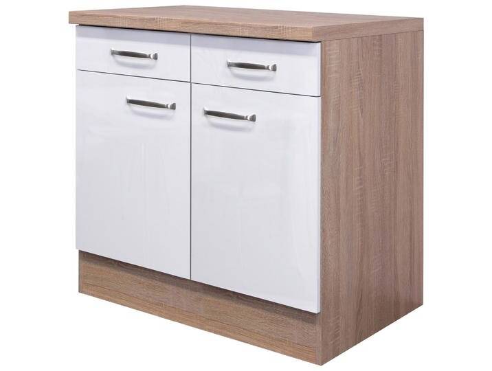Küchenunterschrank Weiß Hochglanz/Eiche von mömax