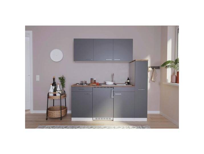 Küchenzeile Economy m. Geräte Grau/Nussbaum B: ca. 180 cm von mömax