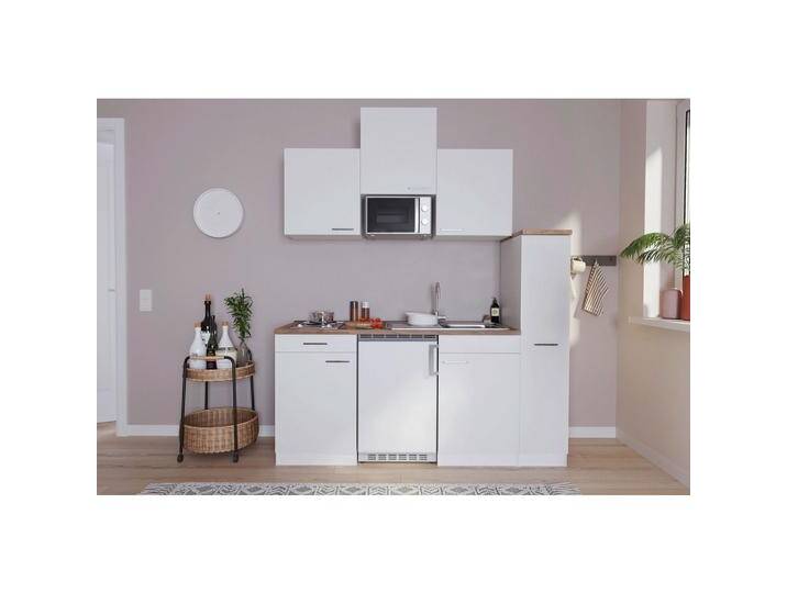 Küchenzeile Economy m. Geräte Weiß/Nussbaum B: ca. 180 cm von mömax