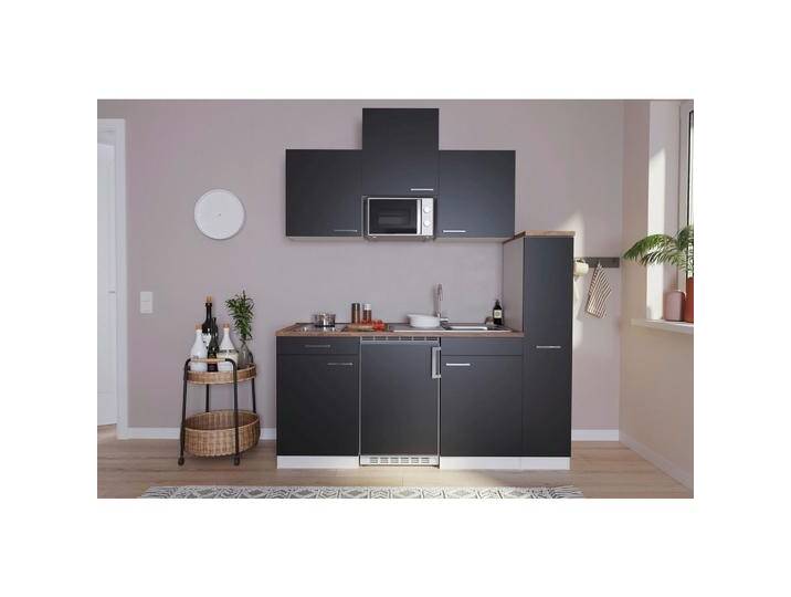 Küchenzeile Economy m. Geräten Schwarz B: ca. 180 cm von mömax