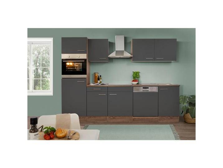 Küchenzeile Economy o. Geräte Grau/Eiche B: ca. 280 cm von mömax