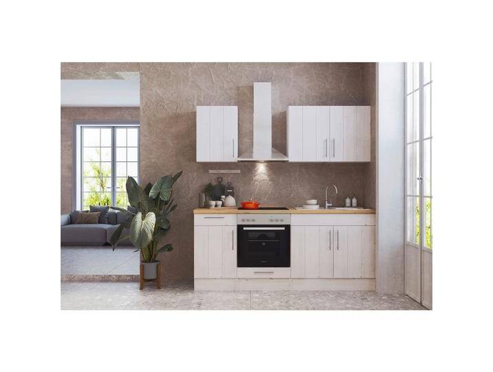 Küchenzeile mit Geräte Weiß /Lärche Dekor B: ca. 210 cm von mömax