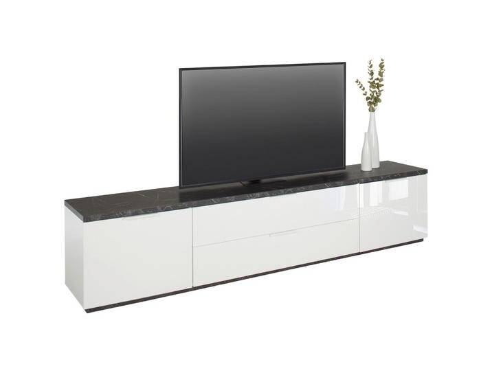 Lowboard in Anthrazit/Weiß, mit Marmor-Optik, 240 x 51 x 45 cm, kratzfest, pflegeleicht, modernes Design von mömax