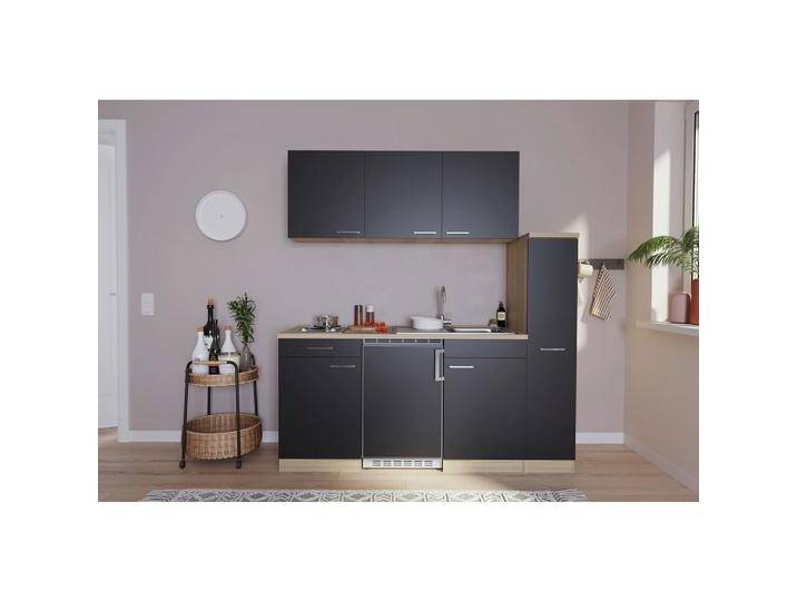 Miniküche Luis mit Geräten ca. 180 cm Schwarz von mömax
