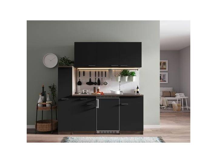 Miniküche Oliver mit Geräten ca. 180 cm Schwarz von mömax