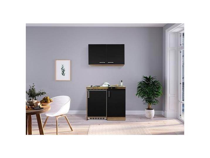 Miniküche Schwarz/Eiche Sonoma m. Geräte B: ca. 100 cm von mömax