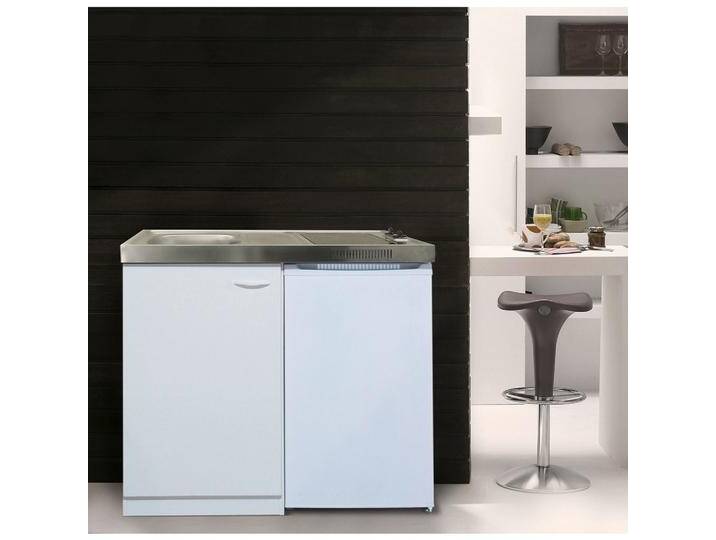 Miniküche Weiß m. Spüle Cerank ochfeld Kühlschr. B: ca. 100cm von mömax