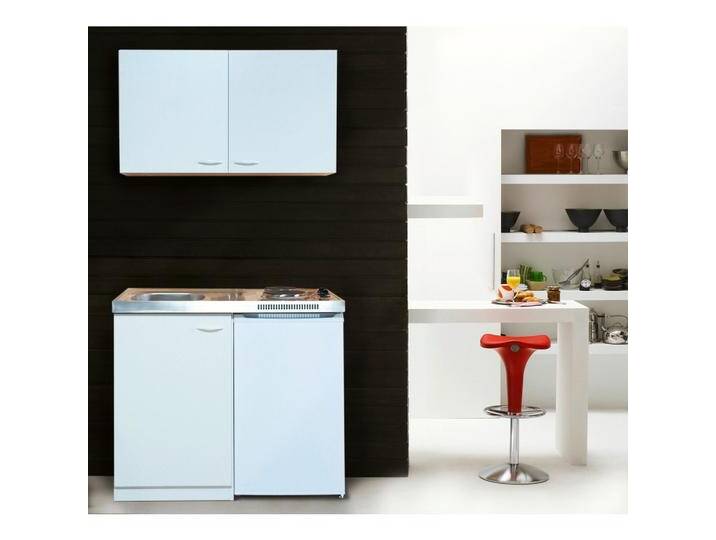 Miniküche Weiß m. Spüle Koch feld Kühlschrank B: ca. 100 cm von mömax