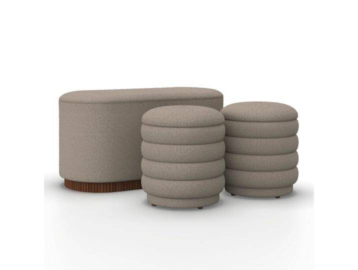 Sitzbank Nina mit Stauraum inkl. 2 Hocker Bouclé Beige von mömax