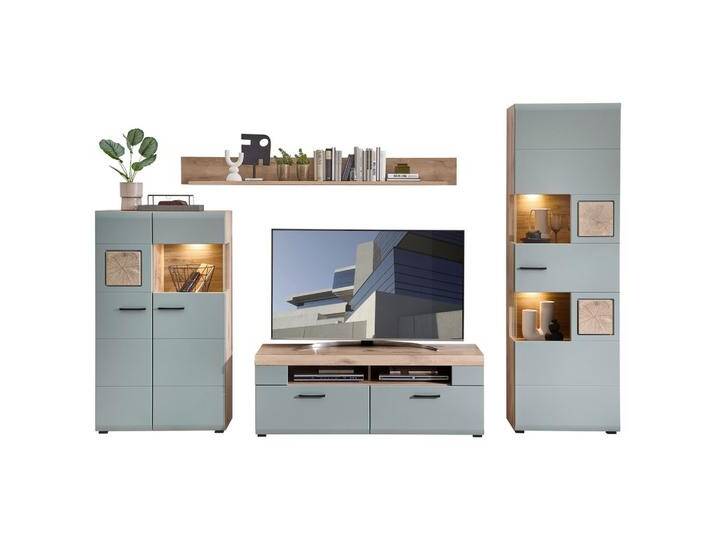 Wohnwand Fun Plus II Grün/Eichefarben Wohnwand Fun Plus II Grün/Eichefarben von mömax