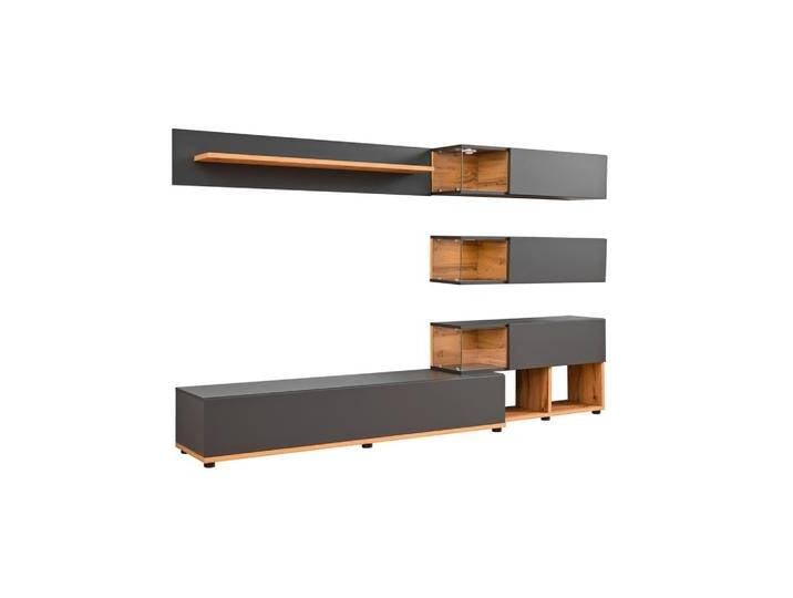 Wohnwand Silk Anthrazit/Eiche Wotan von mömax