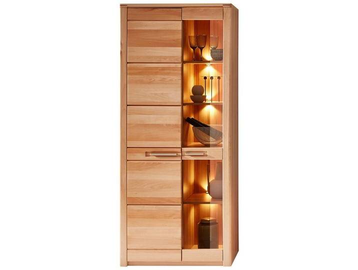 Z2 Vitrine NATURE ONE, Teilmassiv, mit integrierter Beleuchtung, Türdämpfer, 8 verstellbare Böden, modern von mömax